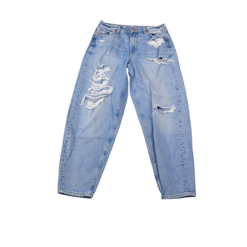 American Eagle Relaxed Mom Jean Womens 4 Blue Distressed High Rise